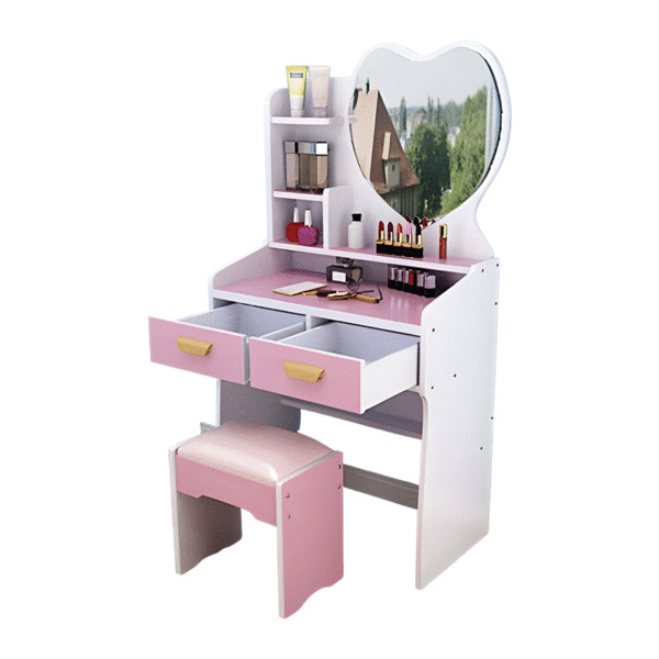 Tocador Rosa con Cajones Dobles 60x32x123