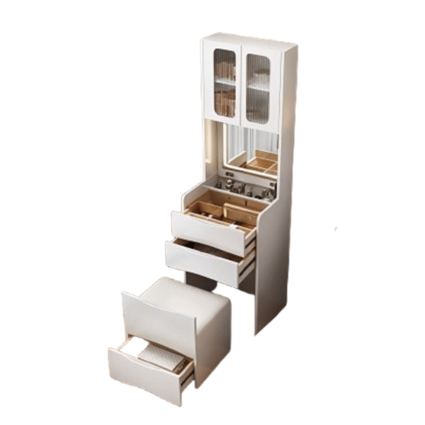 Tocador MDF Blanco con Espejo 160x47x38 cm