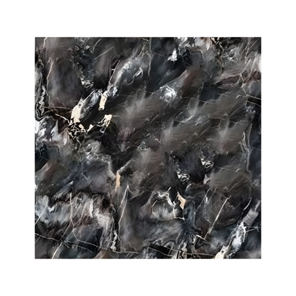 Lámina Autoadhesiva PVC 60x60 cm marmol negro con detalles en crema