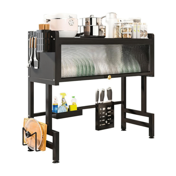 Estante de fregadero acero 75 cm (negro)