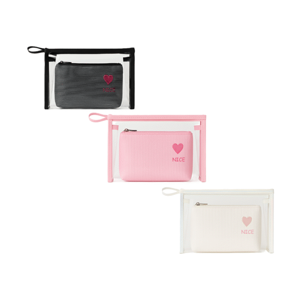 Set de cosmetiqueras "Nice" corazón bordado