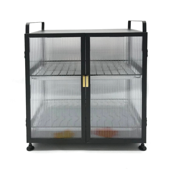 Gabinete metálico con puertas de vidrio