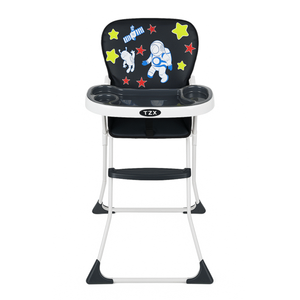 Silla de Comer Plegable para Bebé con Bandeja de Astronauta Gris
