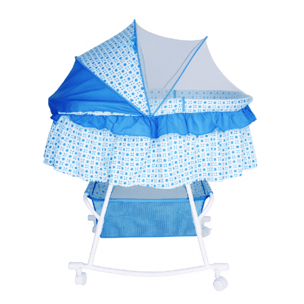 Cuna Mecedora de Bebé Plegable con Toldo Azul