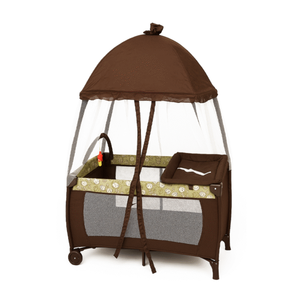 Cuna Corral de Bebé Plegable con Toldo y Mosquitero Café