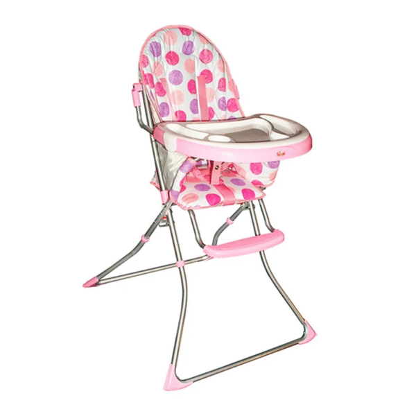 Silla de Comer Plegable para Bebé con Diseño de Puntos Rosa