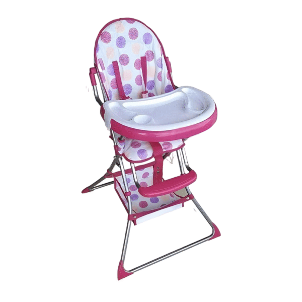 Silla de Comer Plegable para Bebé con Bandeja Doble Rosada