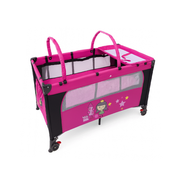Play con mosquitero rosado-negro