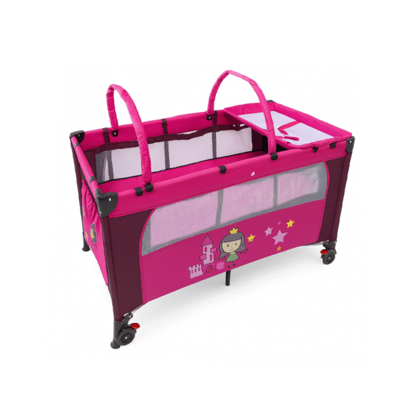 Play con mosquitero rosado-vino
