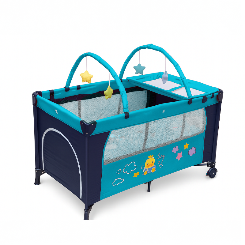 Play con mosquitero celeste